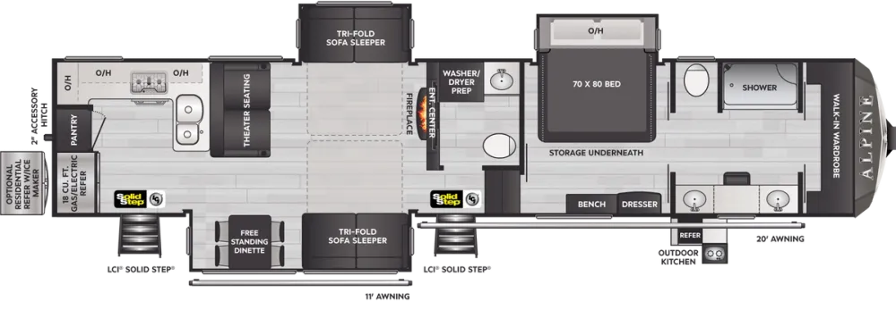 Floorplan of RV model 3910RK