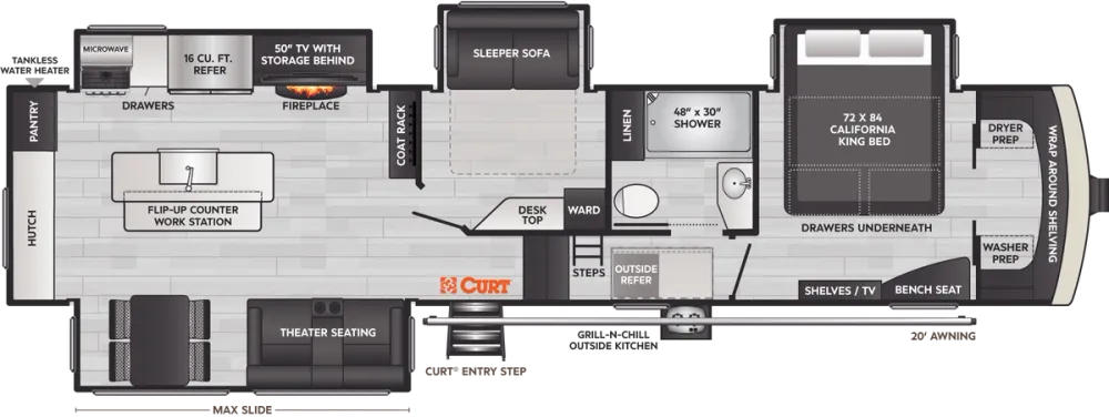 Floorplan of RV model 3910MB