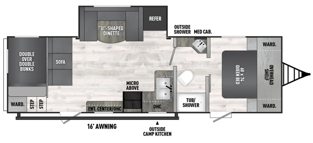 Floorplan of RV model 262BHS