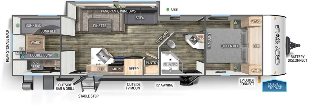 Floorplan of RV model 29TE