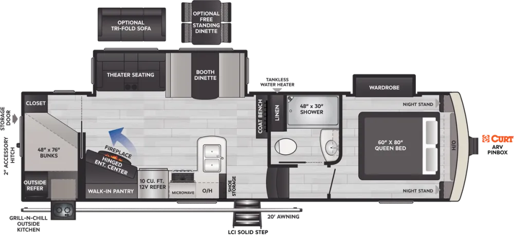 Floorplan of RV model 288SLBH