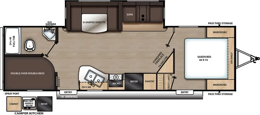 Floorplan of RV model 28BHS