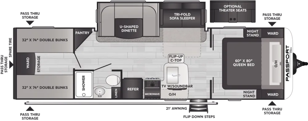 Floorplan of RV model 282QBWE