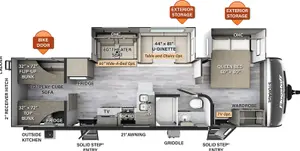 Floorplan of RV model 29BHS