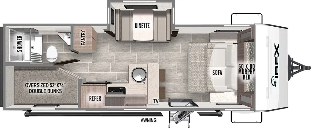 Floorplan of RV model 23BHEO