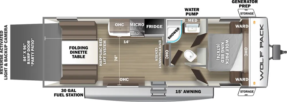 Floorplan of RV model 24PACK14+