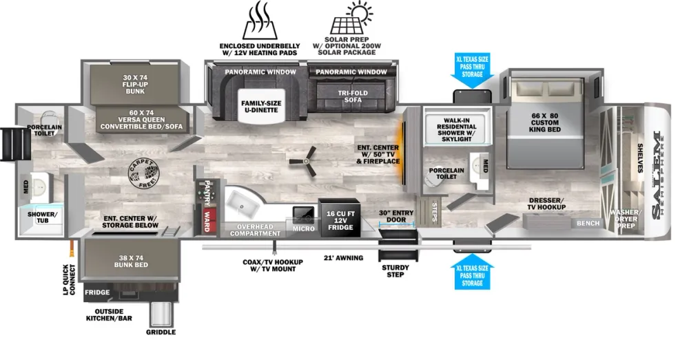 Floorplan of RV model 356QB