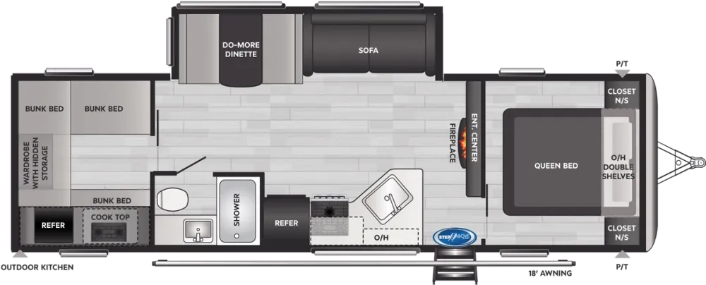 Floorplan of RV model 298BHWE