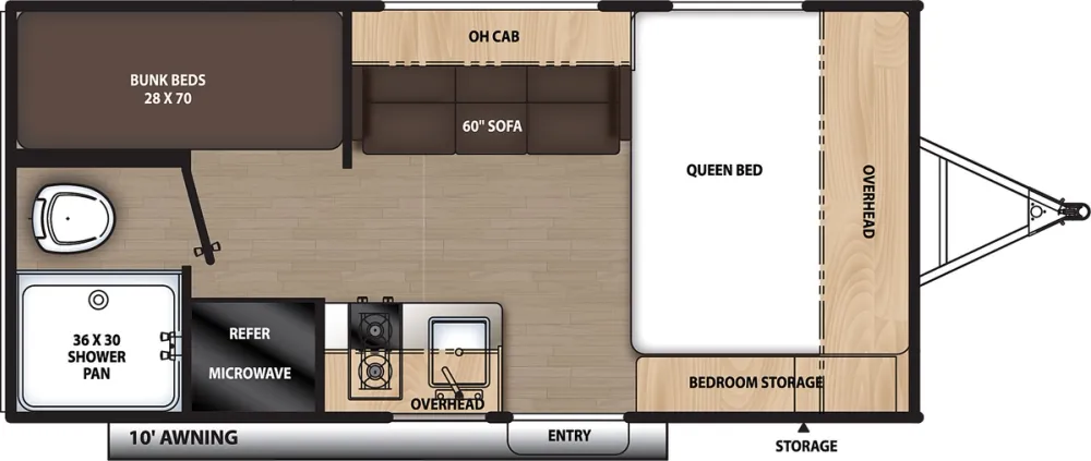 Floorplan of RV model 16BHX