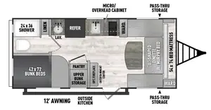 Floorplan of RV model 182DBU