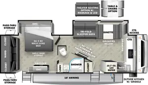 Floorplan of RV model 276FKX