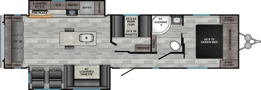 Floorplan of RV model ZR340MB