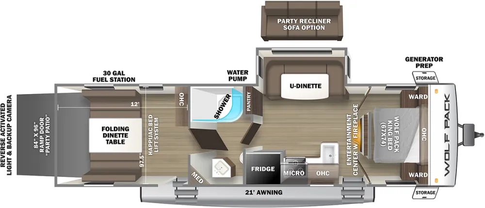 Floorplan of RV model 25PACK12+