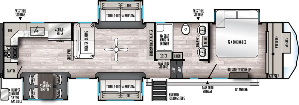 Floorplan of RV model 39BARK