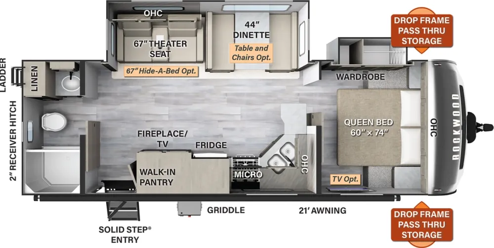 Floorplan of RV model 2606WS