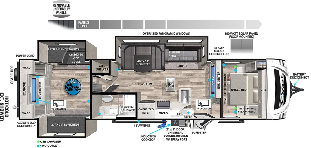 Floorplan of RV model 33BH