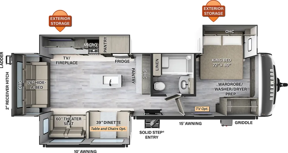 Floorplan of RV model 8337RL