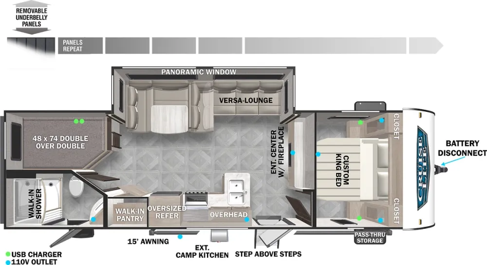 Floorplan of RV model 263BHXL