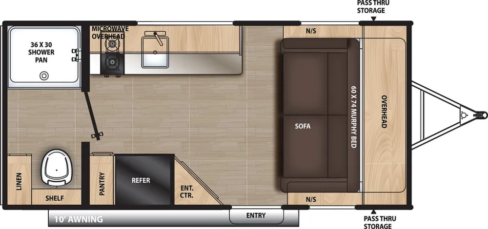 Floorplan of RV model 16RB