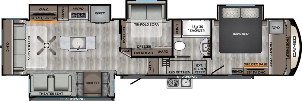 Floorplan of RV model CE3961MB