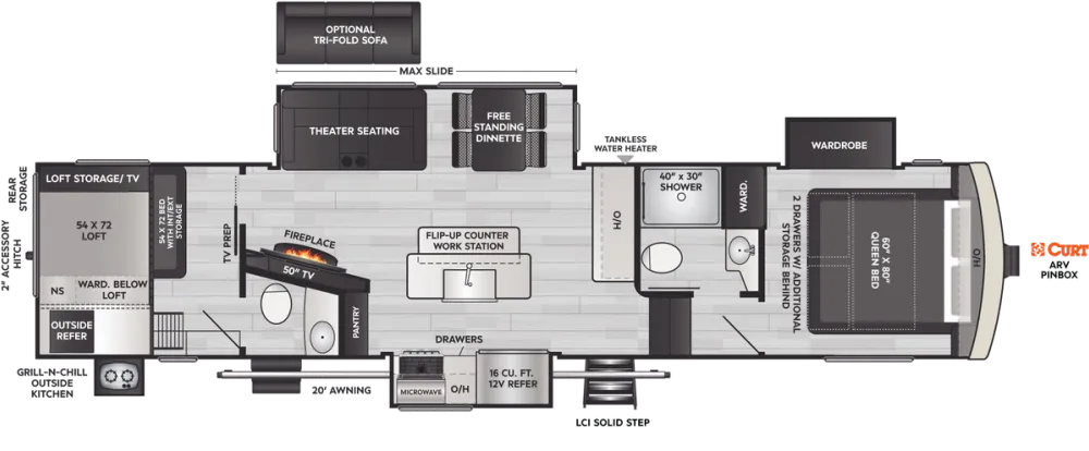 Floorplan of RV model 3570LT