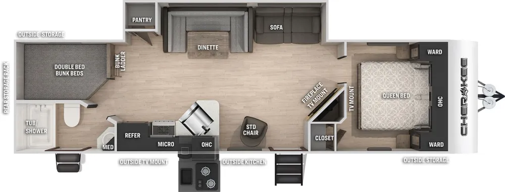 Floorplan of RV model 284DBH