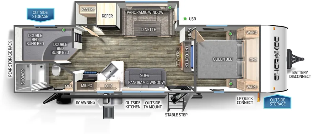 Floorplan of RV model 274BRB