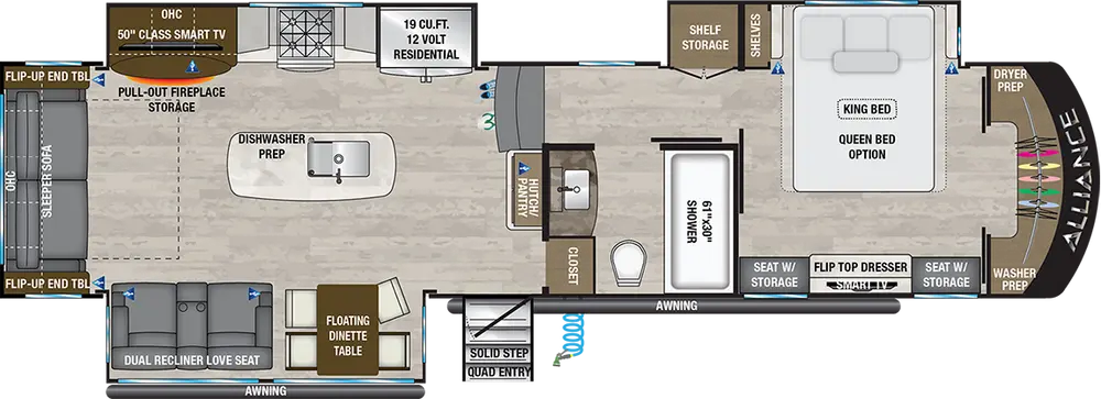 Floorplan of RV model 340RL