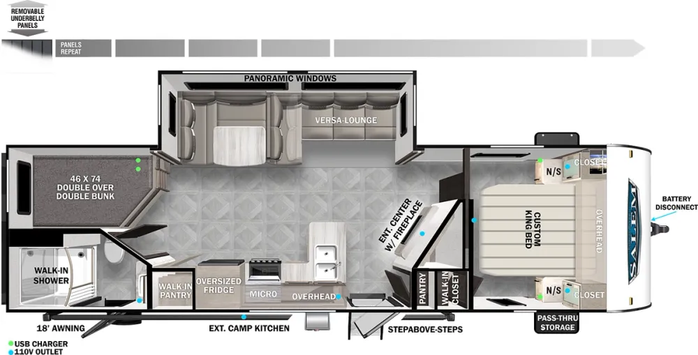 Floorplan of RV model 26DBUD