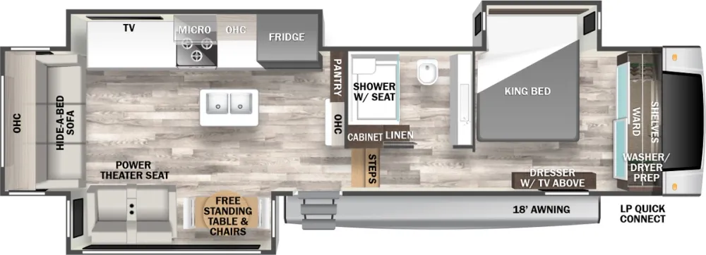 Floorplan of RV model 3425RL