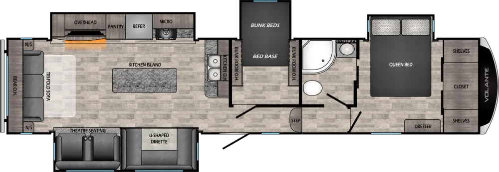 Floorplan of RV model VL365MD