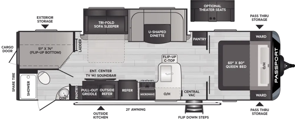 Floorplan of RV model 2951BHWE