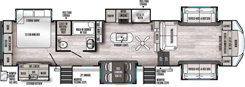 Floorplan of RV model 379FLOK