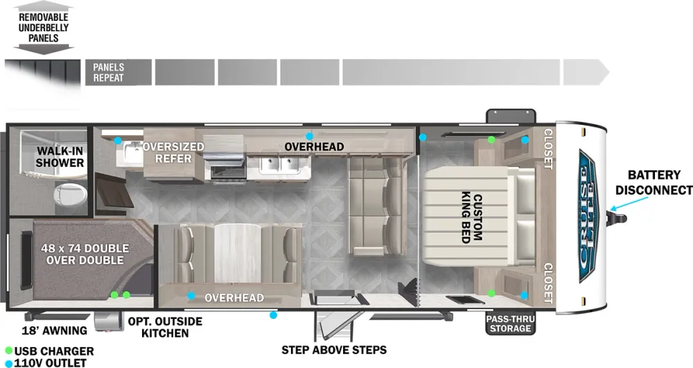 Floorplan of RV model 261BHXL