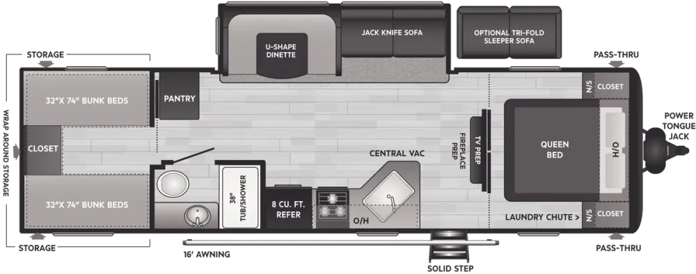 Floorplan of RV model 29QBSWE