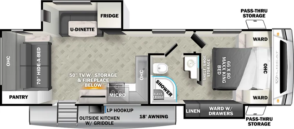 Floorplan of RV model 263RL