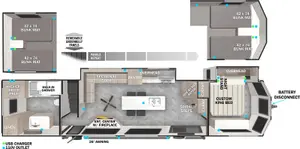 Floorplan of RV model 42VIEW