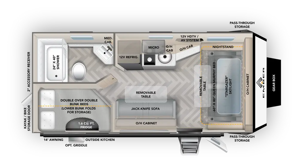 Floorplan of RV model 190MDB