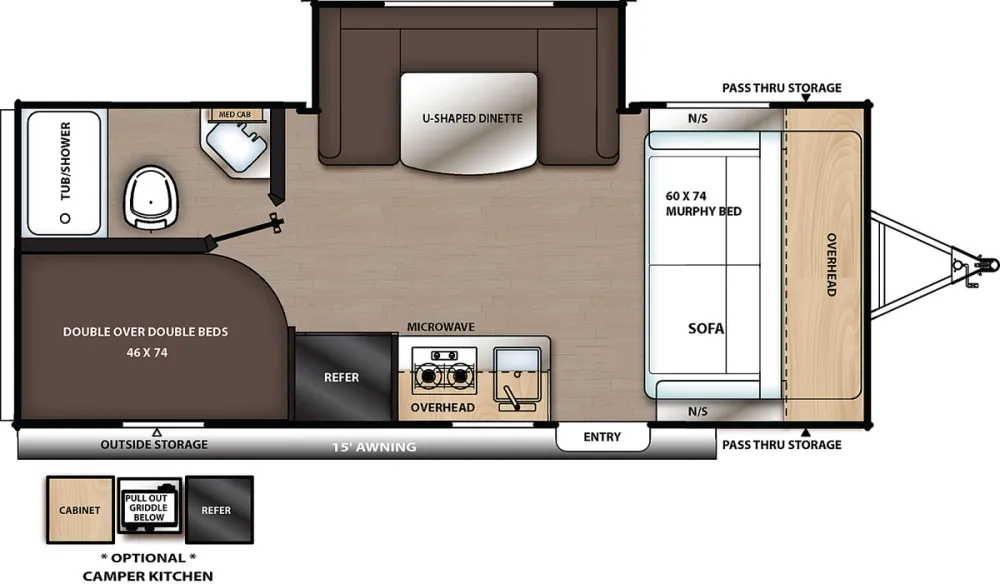 Floorplan of RV model 18BHS