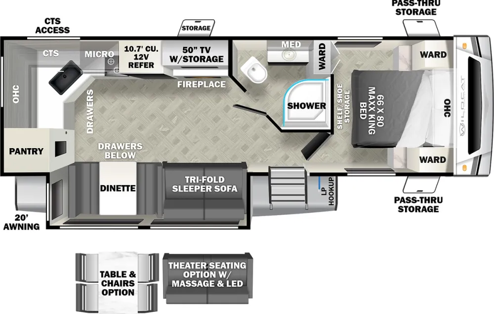 Floorplan of RV model 266MEX