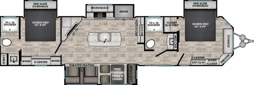 Floorplan of RV model HP378DBB