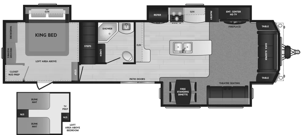 Floorplan of RV model 401LOFT