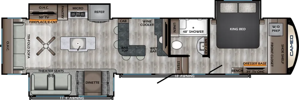 Floorplan of RV model CE3921BR