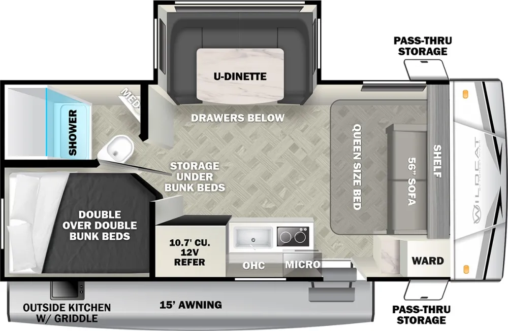 Floorplan of RV model 182DBX