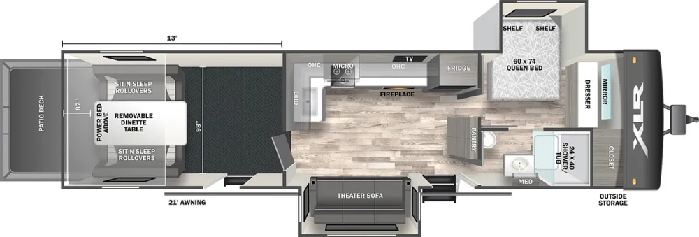 Floorplan of RV model 29XLRX