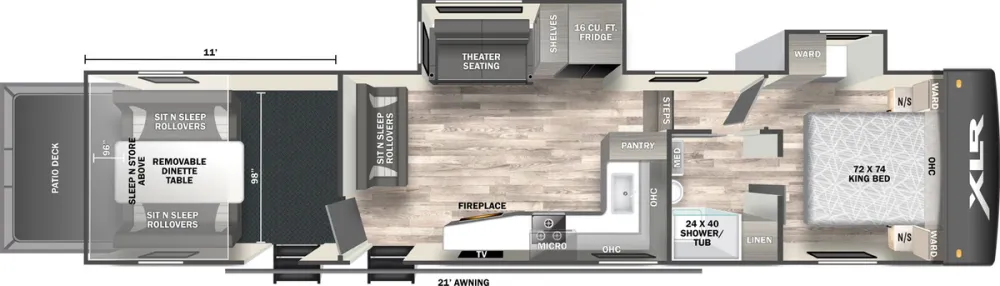 Floorplan of RV model 35XLRXF11