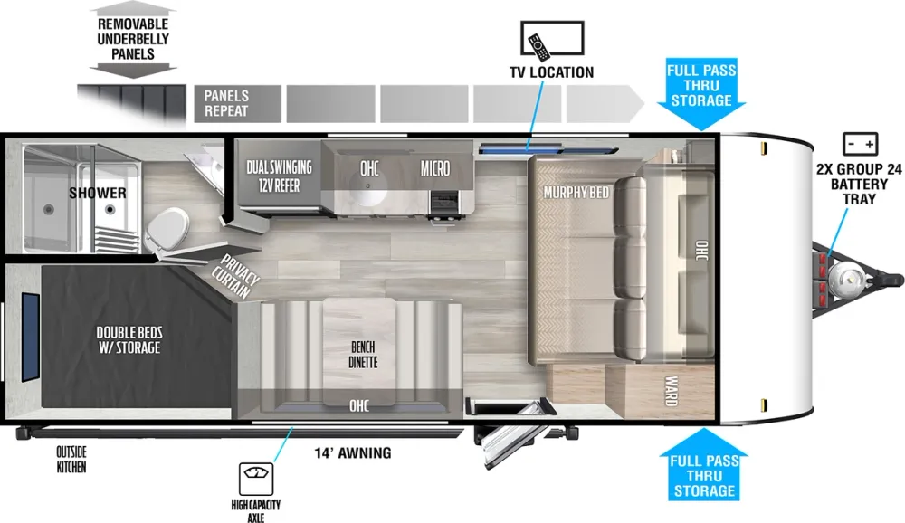 Floorplan of RV model 179DBK