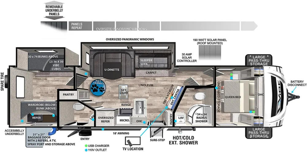 Floorplan of RV model 32BH