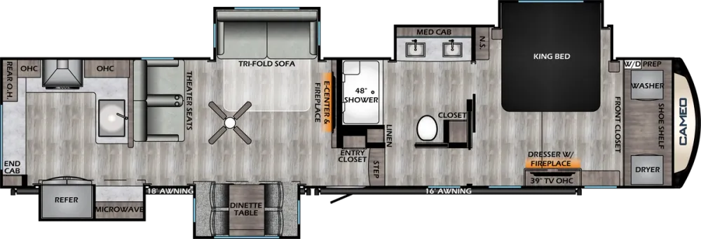 Floorplan of RV model CE3975CK