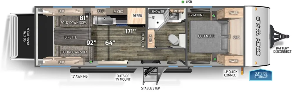 Floorplan of RV model 25RRT